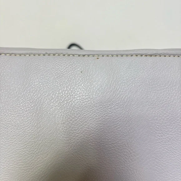 NINE WEST Vintage 90s Y2K faux leather light grey minimalist neutral tote bag - Picture 6 of 16